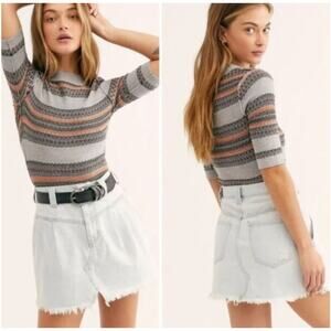 EUC Free People Side Car Denim Mini Skirt in Silver Lake​